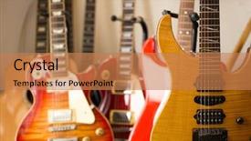  Presentation with electric guitar - Slides featuring electric guitars resting background and a coral colored foreground