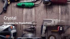  Presentation with drill - Colorful presentation theme enhanced with skill set - electric hand tools screwdriver drill backdrop and a gray colored foreground