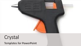  Presentation with glue - Amazing slides having electric hot glue gun isolated backdrop and a light gray colored foreground