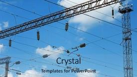  Presentation with railway infrastructure - Audience pleasing presentation theme consisting of electric infrastructure of the railway backdrop and a  colored foreground