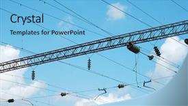  Presentation with railway infrastructure - Cool new presentation theme with electric infrastructure of the railway backdrop and a light blue colored foreground