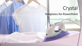  Presentation with iron - Theme with electric iron and shirt background and a white colored foreground