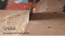  Presentation with footstep electric - Audience pleasing presentation design consisting of electric jigsaw cutting the wood backdrop and a  colored foreground