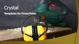  Presentation with hearing - Presentation theme having electric jigsaw on background hearing background and a dark gray colored foreground