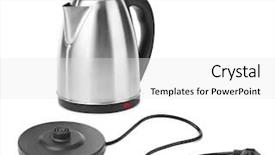  Presentation with electric - Slide set featuring electric kettle isolated on white background and a white colored foreground
