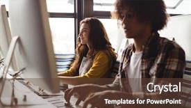  Presentation with recording studio - Theme enhanced with electric keyboard in recording studio background and a tawny brown colored foreground