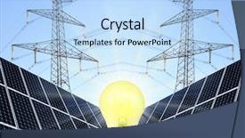  Presentation with solar panels - Slide deck with lamp bulb with solar panels background and a light blue colored foreground
