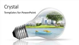  Presentation with green energy - Theme with reusable resources - electric light bulb and green background and a white colored foreground