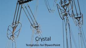  Presentation with electric distribution substation - Audience pleasing presentation consisting of electric line cables hanging broken backdrop and a light blue colored foreground
