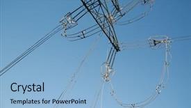  Presentation with electric distribution substation - Theme having electric line cables hanging broken background and a light blue colored foreground