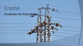  Presentation with blue line - Presentation theme having electric-lines-overhaead-power-line background and a light blue colored foreground