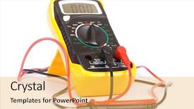  Presentation with digital multimeter - Cool new slides with electric measurements - digital yellow multimeter backdrop and a  colored foreground