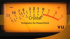  Presentation with electric meter - Presentation theme enhanced with electric measurements - vu meter on audio equipment background and a gold colored foreground