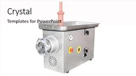  Presentation with meat - Colorful PPT theme enhanced with electric meat grinder backdrop and a white colored foreground