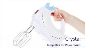  Presentation with mix of cabbages on white - Theme enhanced with electric mixer in hand isolated background and a sky blue colored foreground