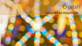 Presentation with multi - PPT theme with electric-multi-colored-garlands-light background and a gold colored foreground