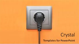  Presentation with electric cable - PPT theme consisting of electric outlet with cable connected background and a  colored foreground