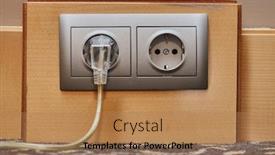  Presentation with outlet - Audience pleasing PPT theme consisting of electric-outlet-with-cable-connected backdrop and a coral colored foreground