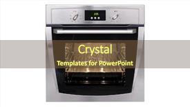  Presentation with electric - Slide set consisting of electric oven isolated on white background background and a tawny brown colored foreground