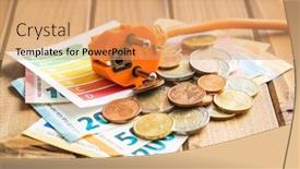  Presentation with energy label - Slide deck with electric-plug-euro-money background and a coral colored foreground
