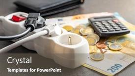  Presentation with electric - Presentation theme enhanced with electric-plug-euro-money background and a dark gray colored foreground
