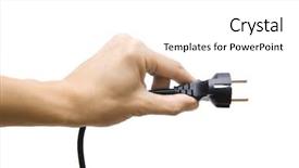  Presentation with power plug - Cool new presentation theme with electric plug in a hand backdrop and a white colored foreground