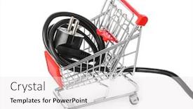  Presentation with electric - Presentation theme enhanced with electric-plug-in-shopping-cart background and a white colored foreground