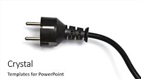  Presentation with power plug - Cool new PPT theme with electric plug isolated backdrop and a white colored foreground