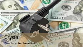  Presentation with joint venture crowdfunding money business - Amazing presentation theme having electric plug on money - business backdrop and a coral colored foreground