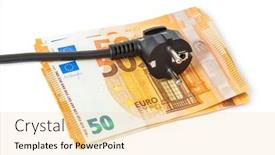  Presentation with modern electric iron isolated - Slide set with electric-plug-on-money-euro background and a lemonade colored foreground