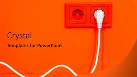  Presentation with power plug - PPT theme with electric plug background and a dark gray colored foreground