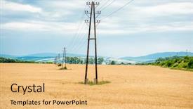  Presentation with electric pole - Slides enhanced with electric poles in a wheat background and a yellow colored foreground