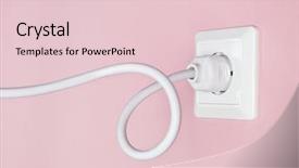  Presentation with power plug - PPT theme consisting of electric power line on pink background and a lemonade colored foreground