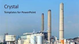  Presentation with electric transmission - Beautiful PPT layouts featuring electric power plant backdrop and a light blue colored foreground