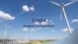  Presentation with windmills - Amazing slide deck having electric power production and electrical backdrop and a teal colored foreground