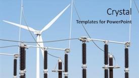  Presentation with substation - Theme with electric power production and electrical background and a light blue colored foreground