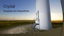  Presentation with power cable electri - Beautiful PPT layouts featuring electric power production at sunset backdrop and a teal colored foreground