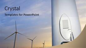  Presentation with windmills - Theme consisting of electric power production at sunset background and a light blue colored foreground
