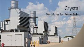  Presentation with electric utility - Slides having electric power substation background and a light blue colored foreground