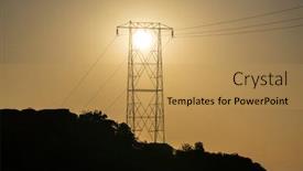  Presentation with los angeles - Colorful PPT layouts enhanced with electric-power-tower-hilltop-sunrise backdrop and a yellow colored foreground