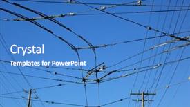  Presentation with electric wires - Colorful PPT theme enhanced with power wires over blue sky backdrop and a teal colored foreground