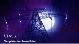  Presentation with electric transmission - Presentation theme consisting of electric-pylon-transmission-tower background and a navy blue colored foreground