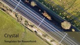  Presentation with railway - Amazing slides having electric railway diagonal across winter backdrop and a gold colored foreground