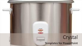  Presentation with electric - PPT theme featuring electric rice cooker isolated background and a coral colored foreground