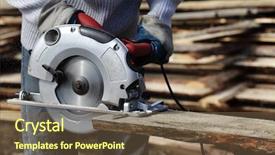 Presentation with electric - PPT theme with electric saw background and a tawny brown colored foreground