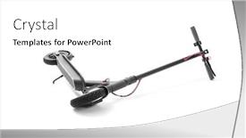  Presentation with electric scooter - Audience pleasing presentation theme consisting of electric-scooter-of-lies backdrop and a white colored foreground