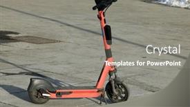  Presentation with electric scooter - Presentation design consisting of electric-scooter-parked background and a  colored foreground