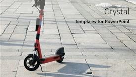  Presentation with electric scooter - Slides having electric-scooter-parked background and a  colored foreground