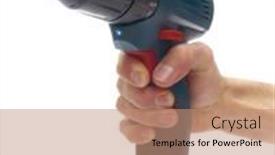  Presentation with electric - PPT layouts featuring electric-screwdriver-in-hand-isolated background and a coral colored foreground