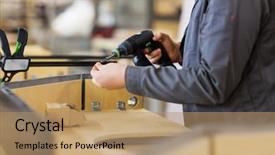  Presentation with furniture industry - Colorful theme enhanced with electric screwdriver making furniture backdrop and a coral colored foreground